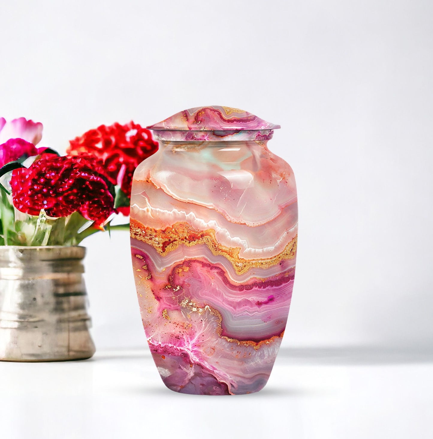 vibrant swirl burial urn with personal engraving option