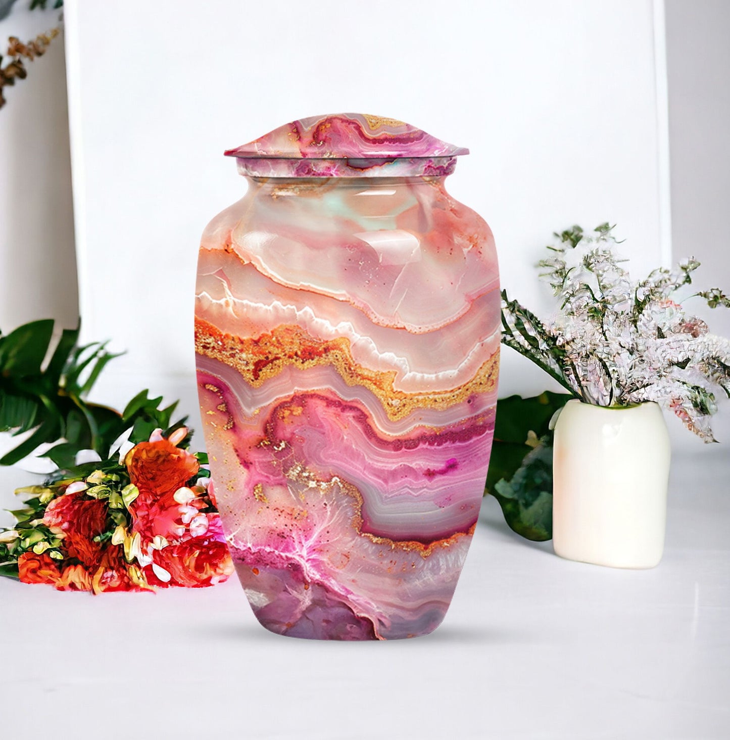 vibrant swirl burial urn with personal engraving option