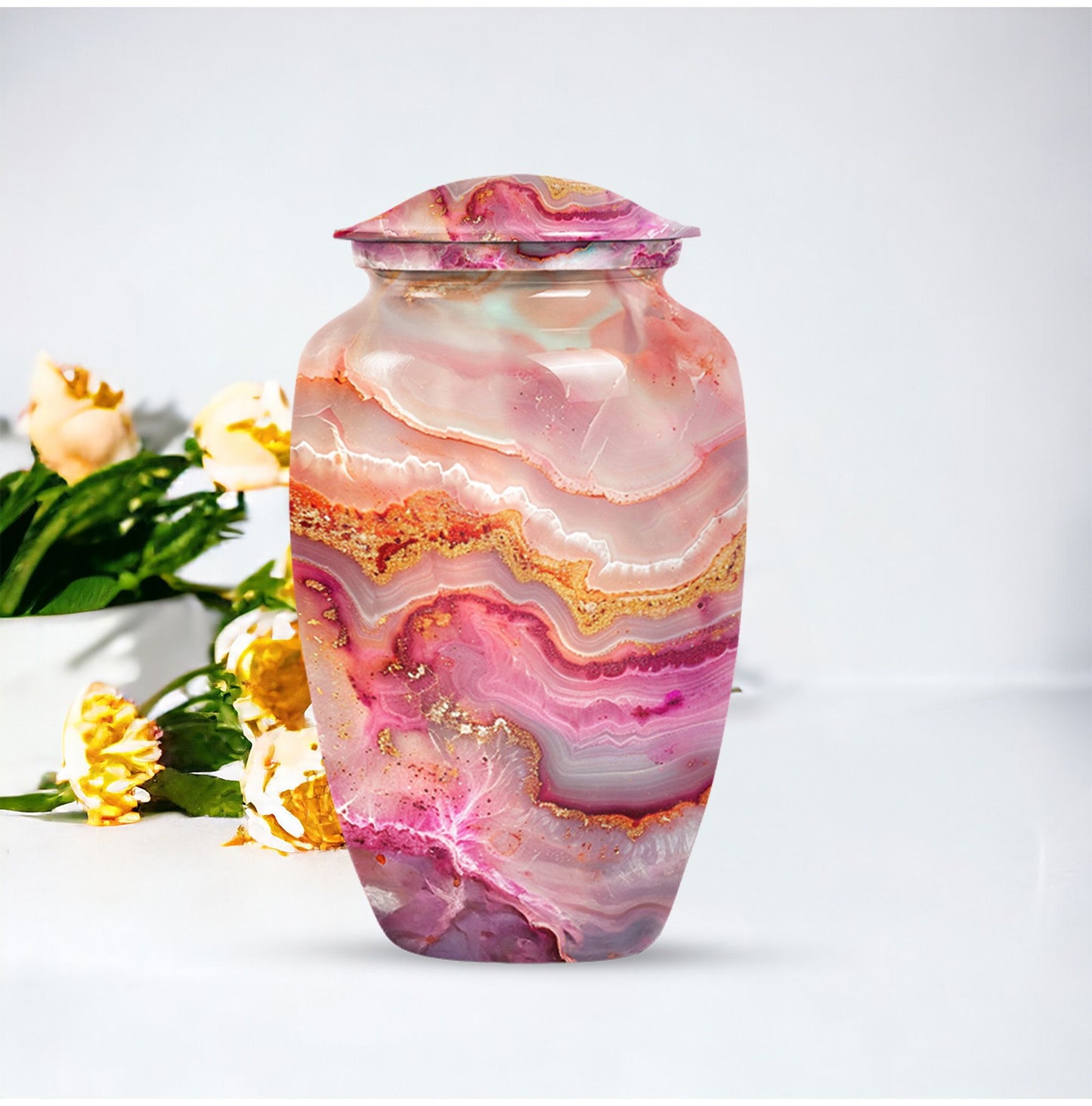 vibrant swirl burial urn with personal engraving option