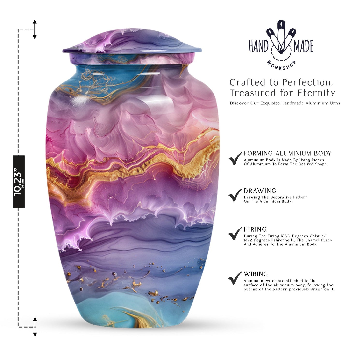 Classic 10-inch Vibrant Swirl Memorial Urn for mom