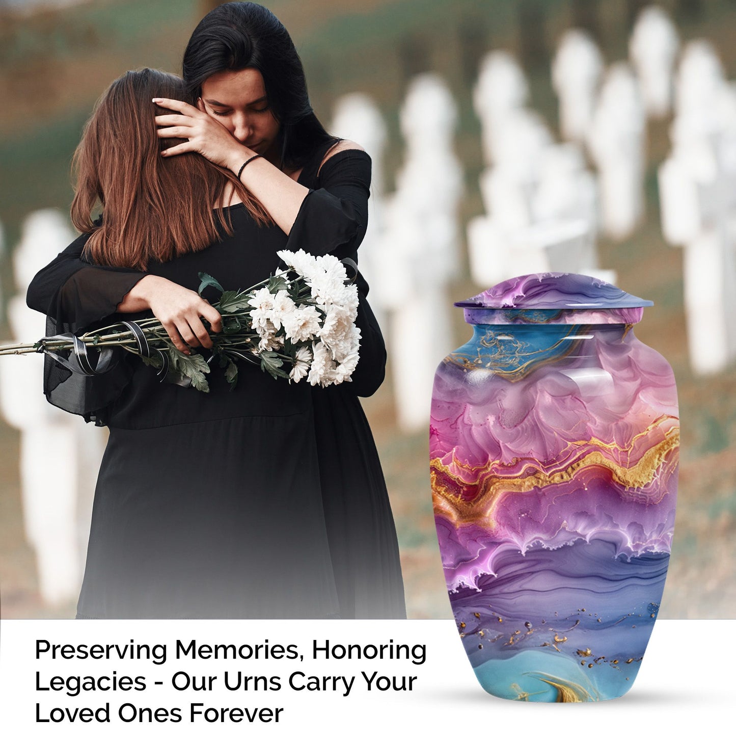 Classic 10-inch Vibrant Swirl Memorial Urn for mom