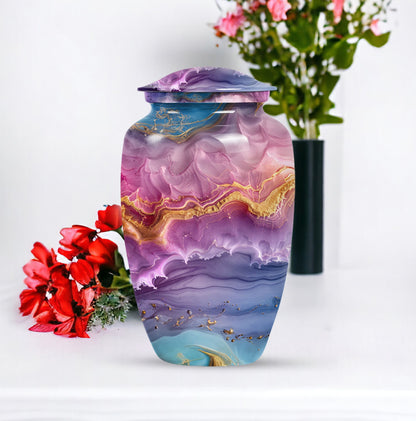 Classic 10-inch Vibrant Swirl Memorial Urn for mom