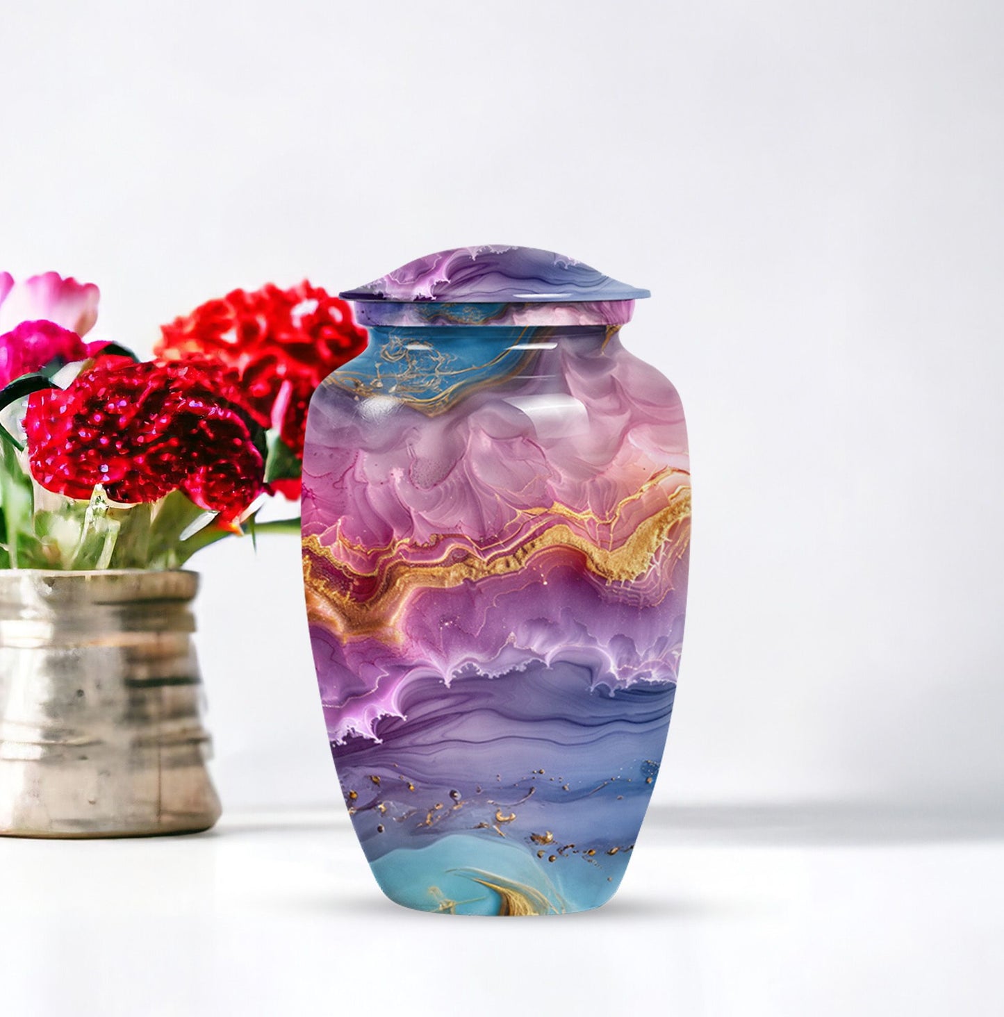 Classic 10-inch Vibrant Swirl Memorial Urn for mom