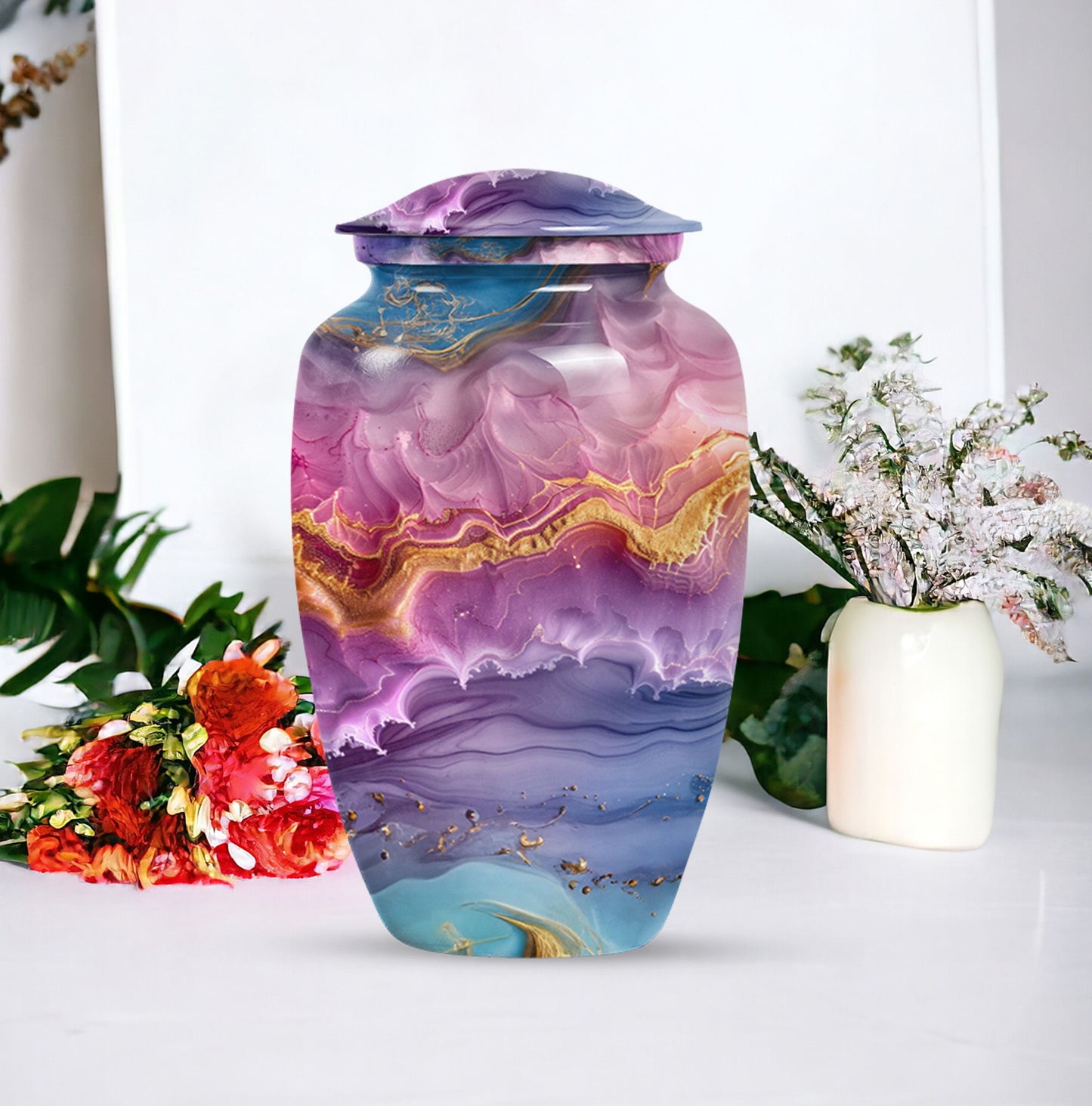 Classic 10-inch Vibrant Swirl Memorial Urn for mom