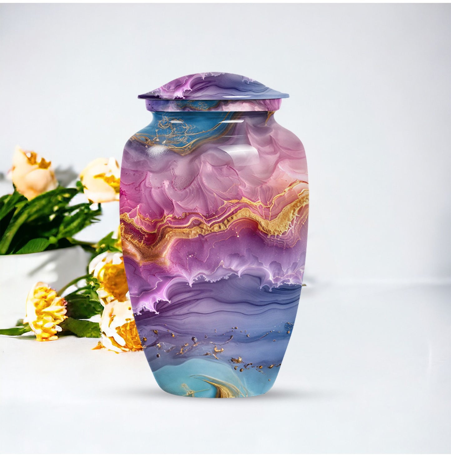 Classic 10-inch Vibrant Swirl Memorial Urn for mom