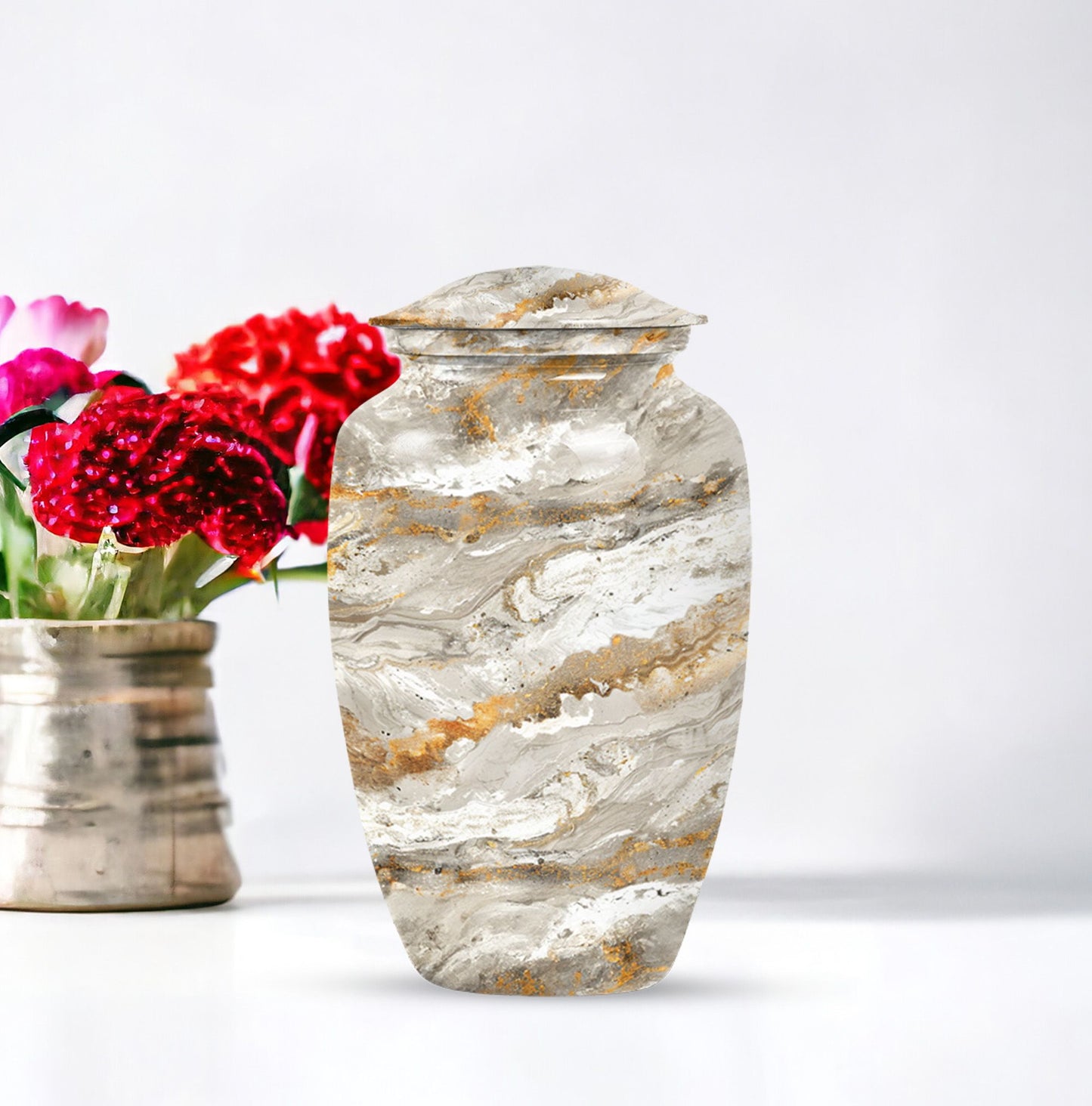 Vibrant Swirl Urn made of aluminium for cremation ashes