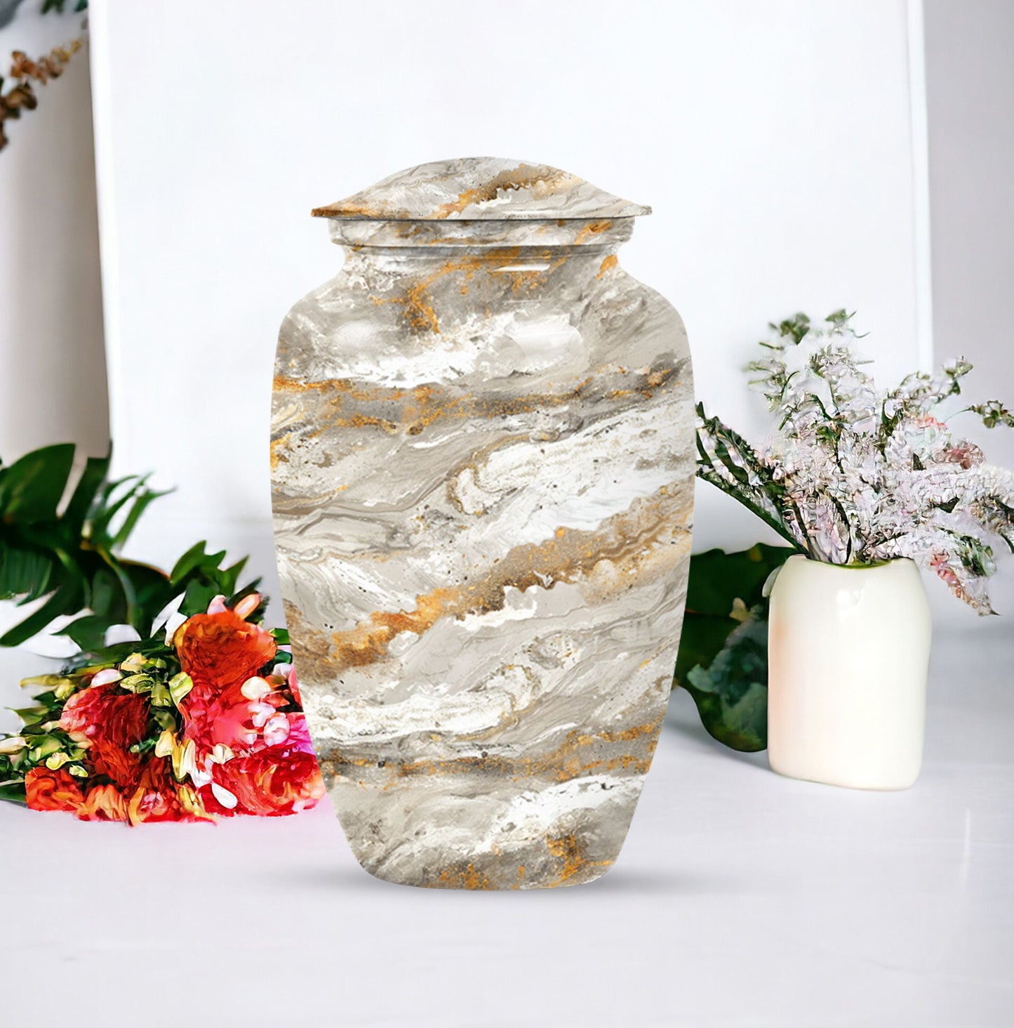 Vibrant Swirl Urn made of aluminium for cremation ashes