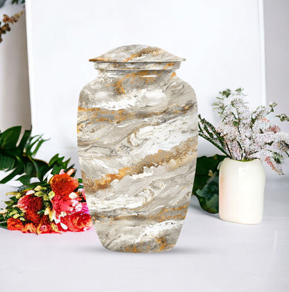 Vibrant Swirl Urn made of aluminium for cremation ashes