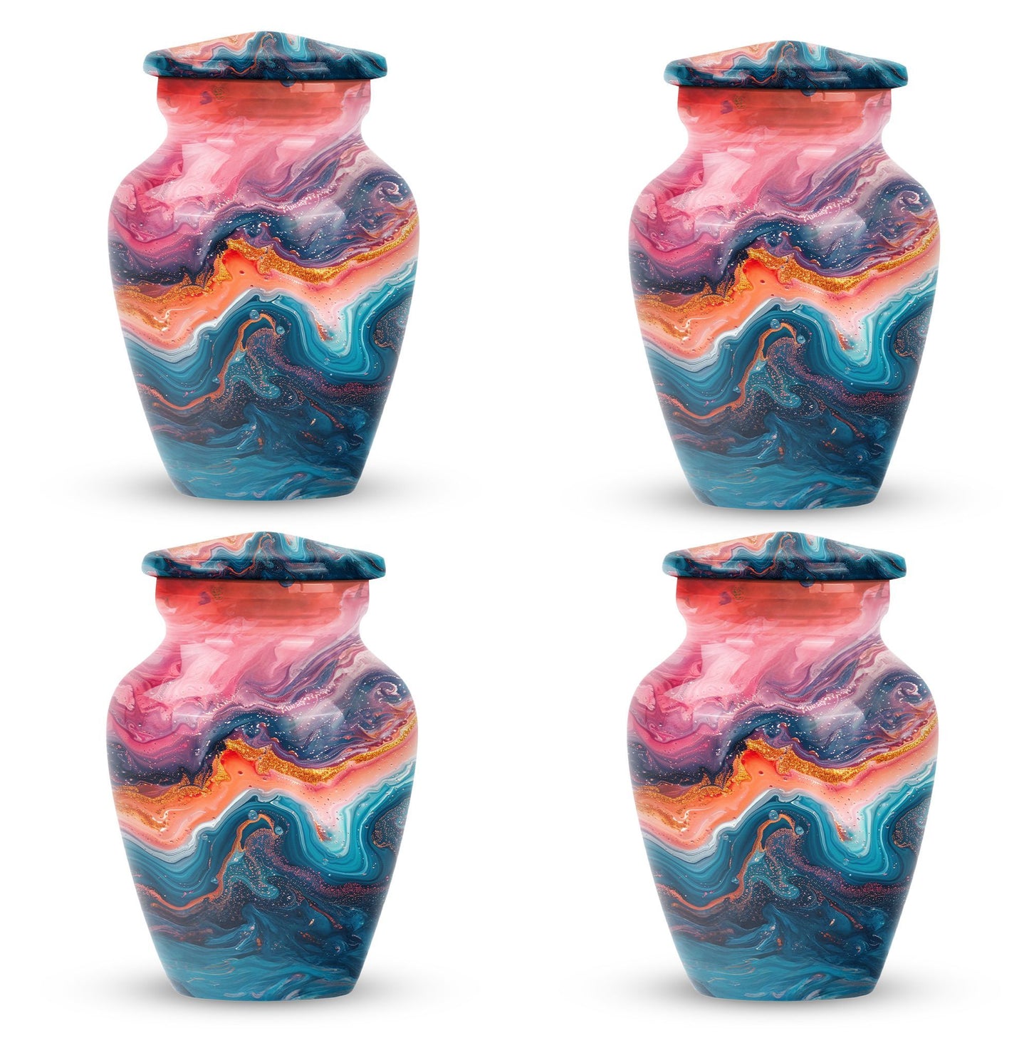 Vibrant Swirl Urn, Aluminium large urn for adult ashes.