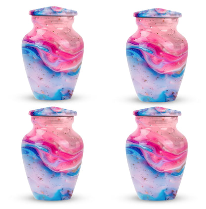 10 Inch vibrant swirl, classic aluminum urn for funeral ashes.