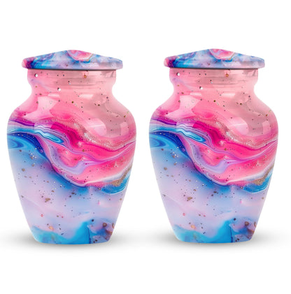 10 Inch vibrant swirl, classic aluminum urn for funeral ashes.