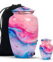 10 Inch vibrant swirl, classic aluminum urn for funeral ashes.