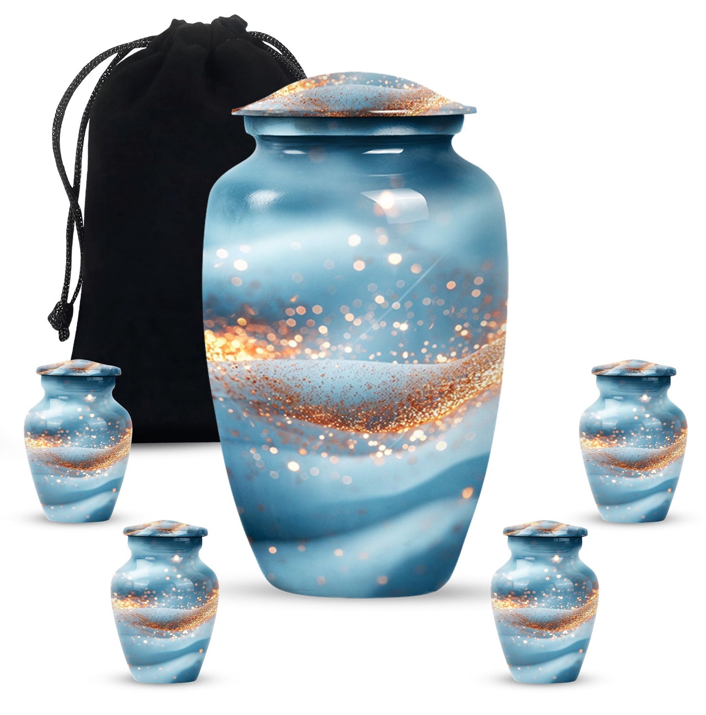 Vibrant Swirl Funeral Urn, Large Classic Aluminium Urn with Customization