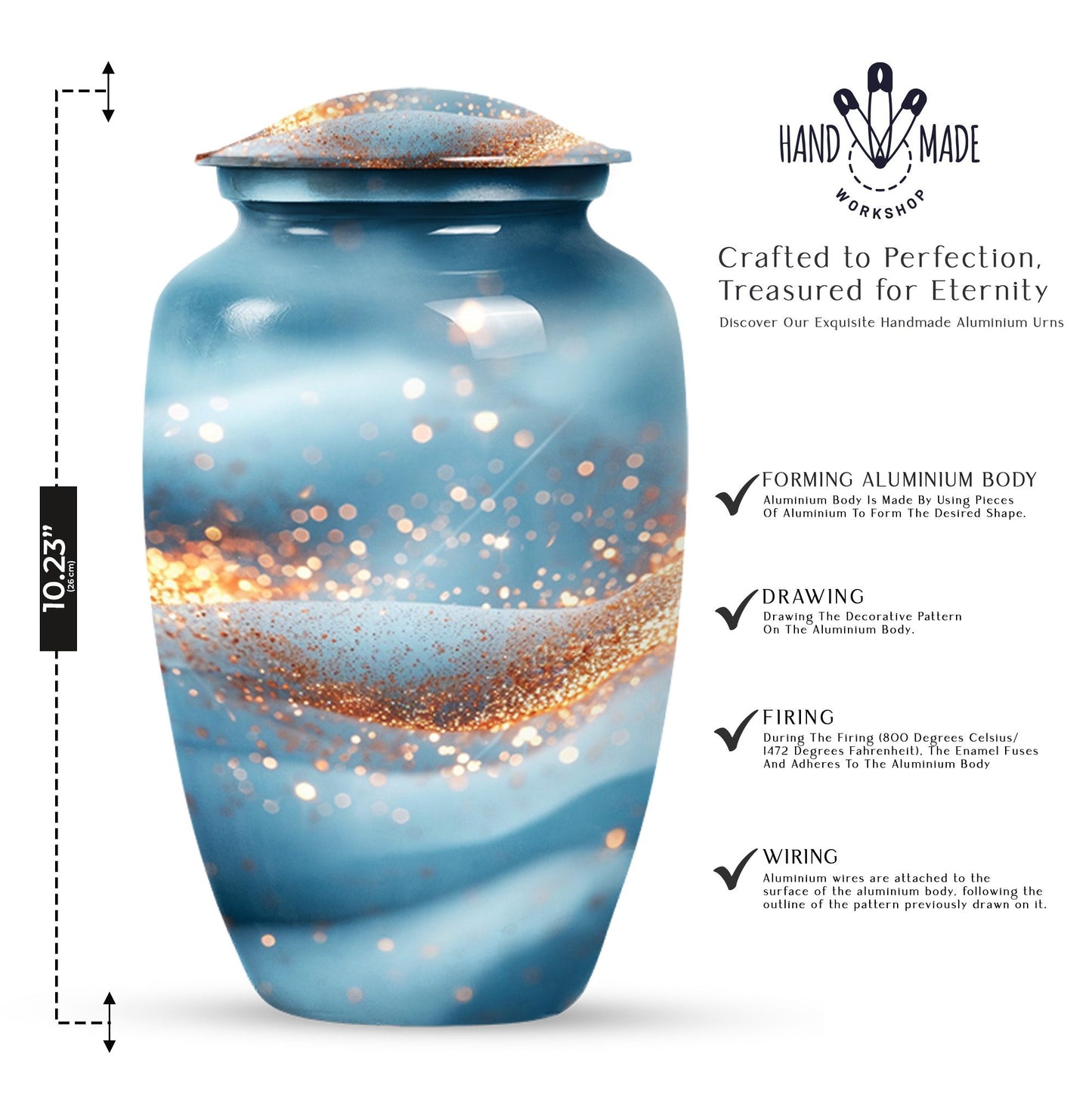 Vibrant Swirl Funeral Urn, Large Classic Aluminium Urn with Customization