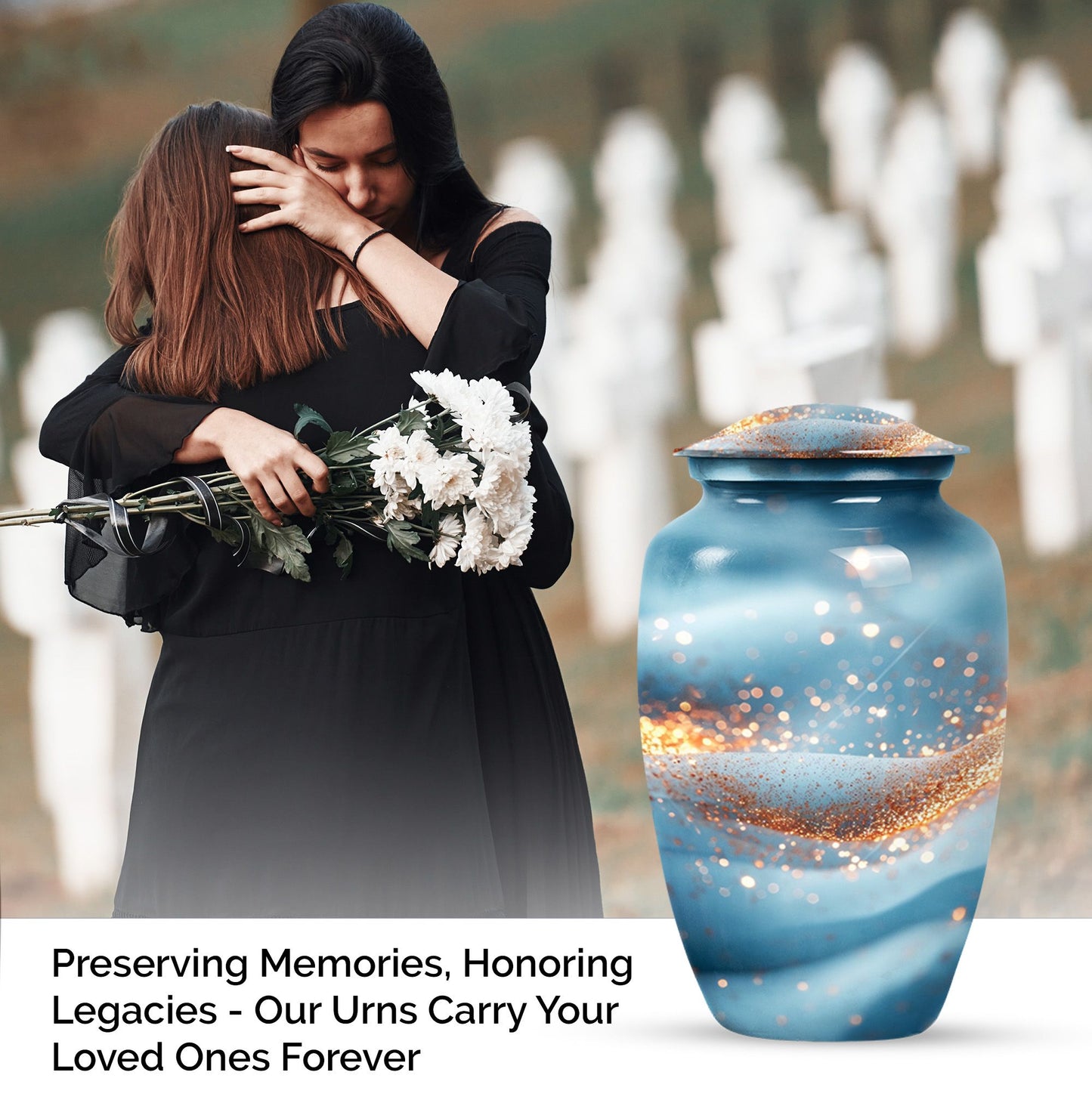Vibrant Swirl Funeral Urn, Large Classic Aluminium Urn with Customization