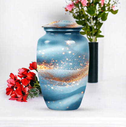 Vibrant Swirl Funeral Urn, Large Classic Aluminium Urn with Customization