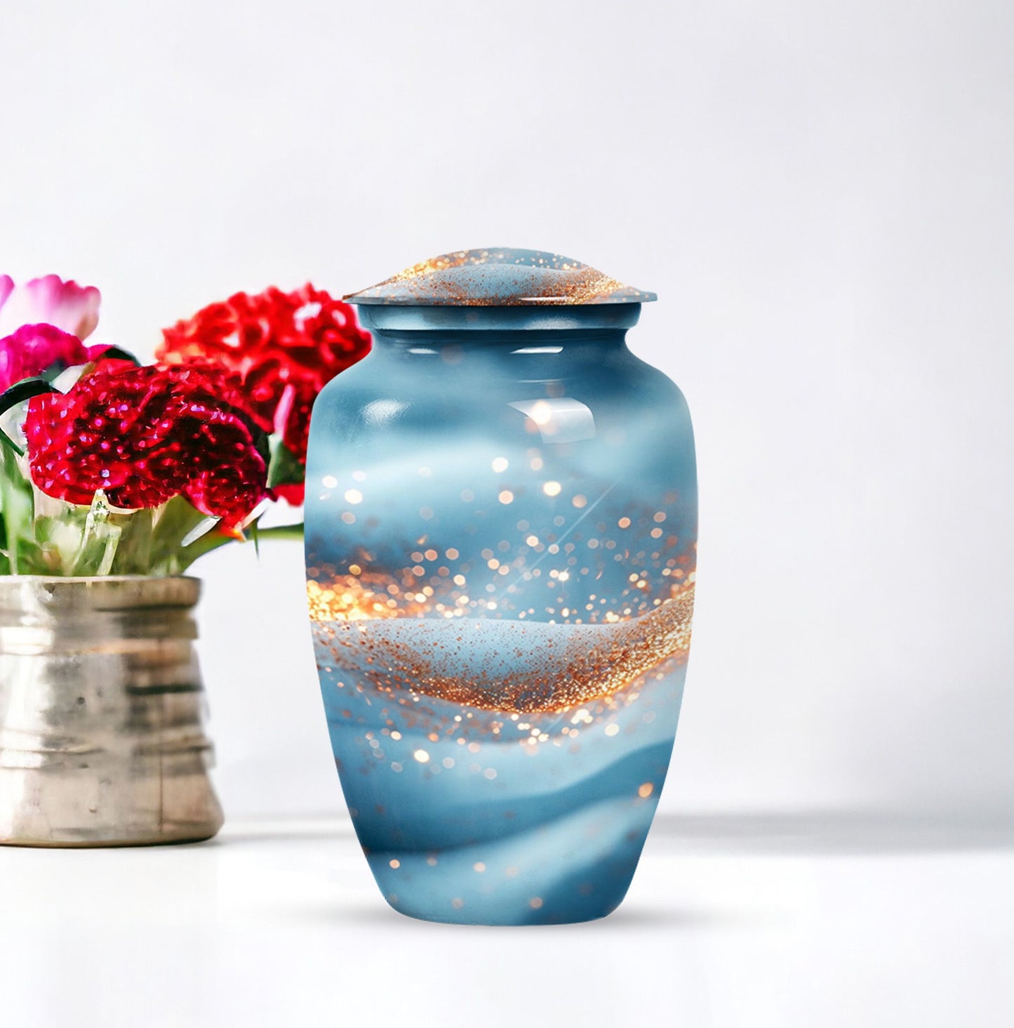 Vibrant Swirl Funeral Urn, Large Classic Aluminium Urn with Customization