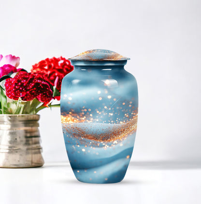 Vibrant Swirl Funeral Urn, Large Classic Aluminium Urn with Customization