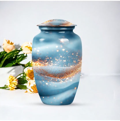 Vibrant Swirl Funeral Urn, Large Classic Aluminium Urn with Customization