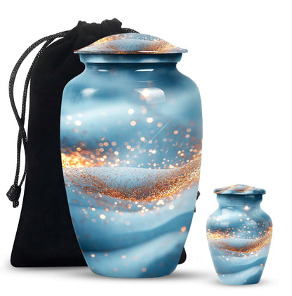 Vibrant Swirl Funeral Urn, Large Classic Aluminium Urn with Customization