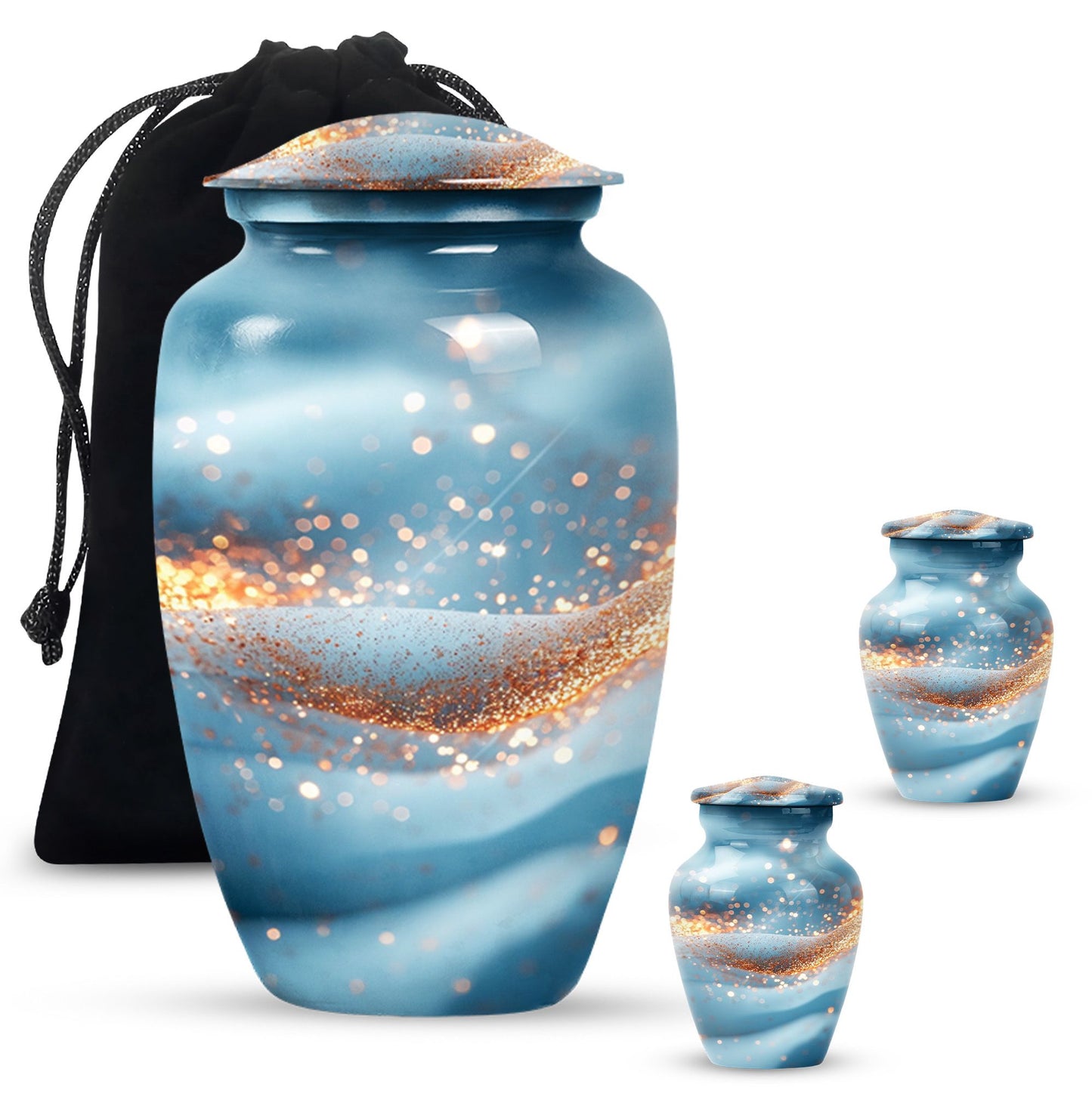 Vibrant Swirl Funeral Urn, Large Classic Aluminium Urn with Customization