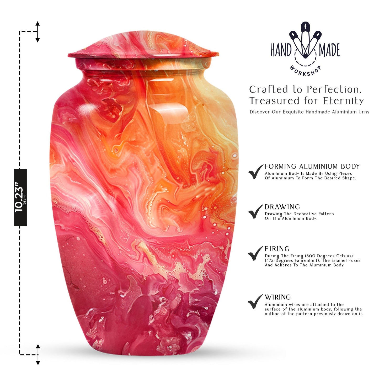 Vibrant Swirl Urn, classic memorial urn for adult ashes.