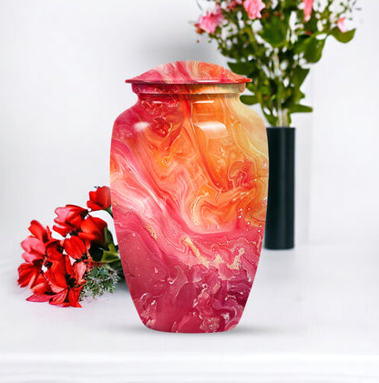 Vibrant Swirl Urn, classic memorial urn for adult ashes.