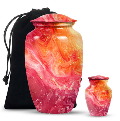 Vibrant Swirl Urn, classic memorial urn for adult ashes.
