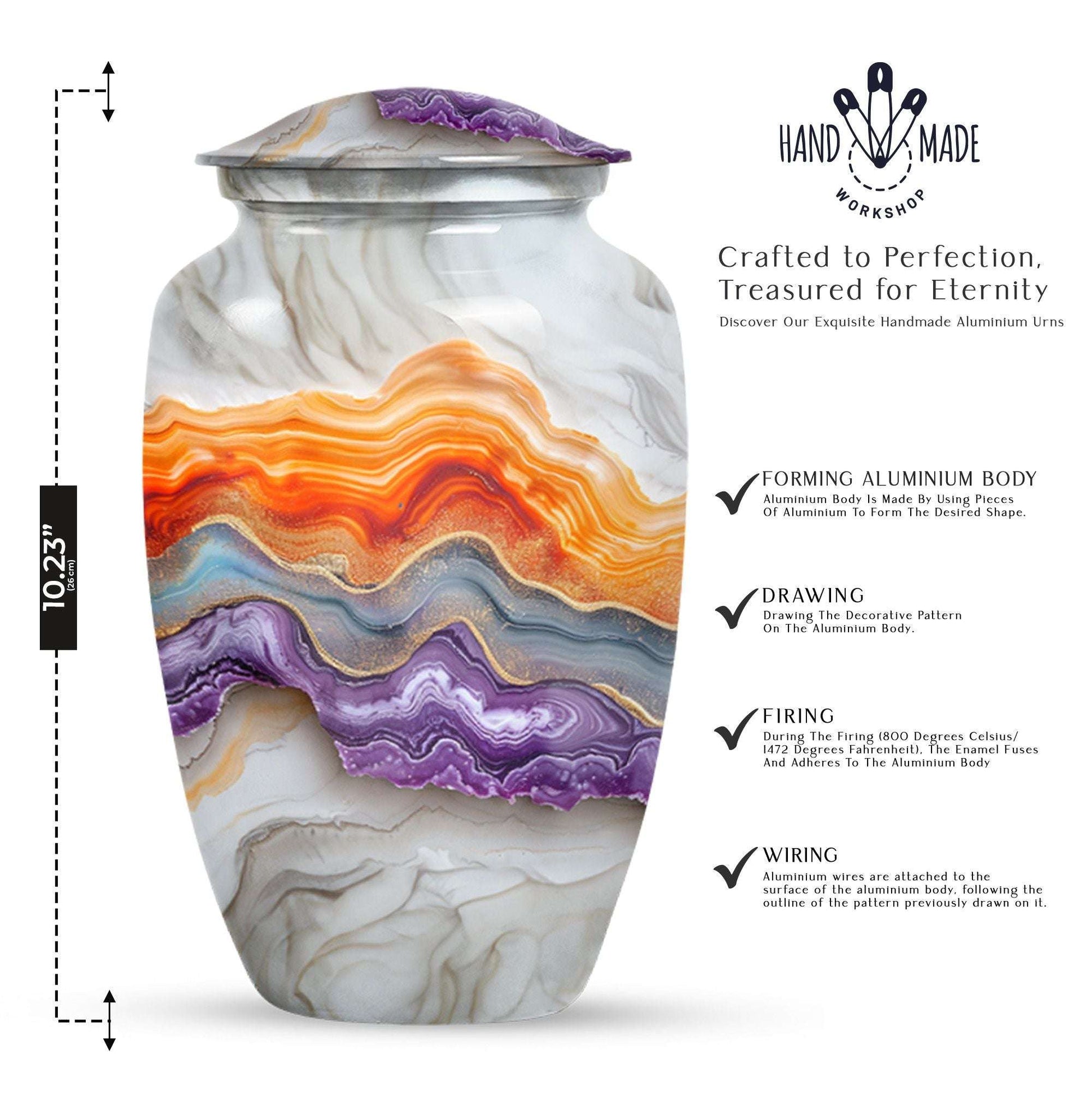 Vibrant Swirl Urn, classic urn for cremation ashes.