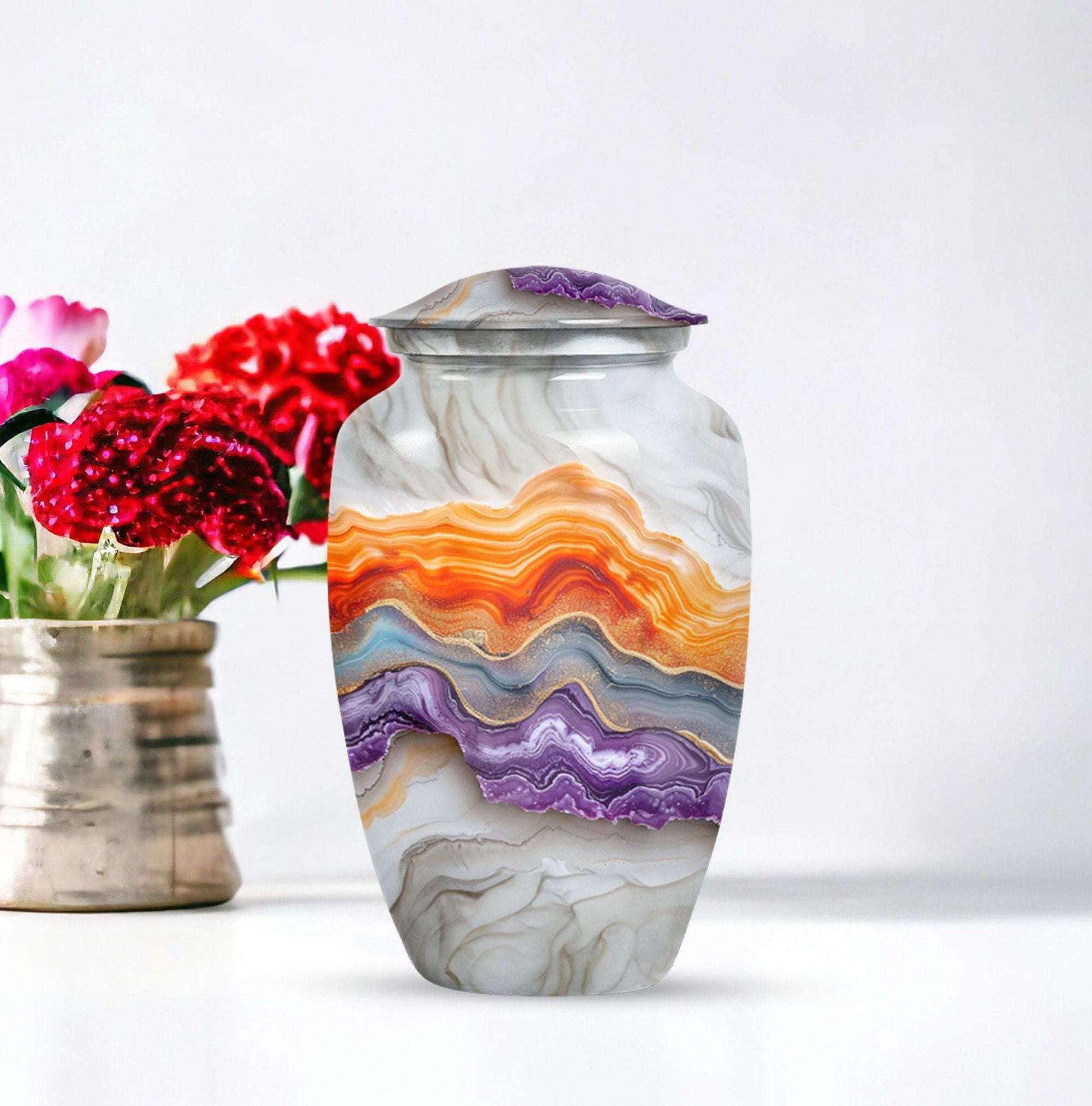 Vibrant Swirl Urn, classic urn for cremation ashes.