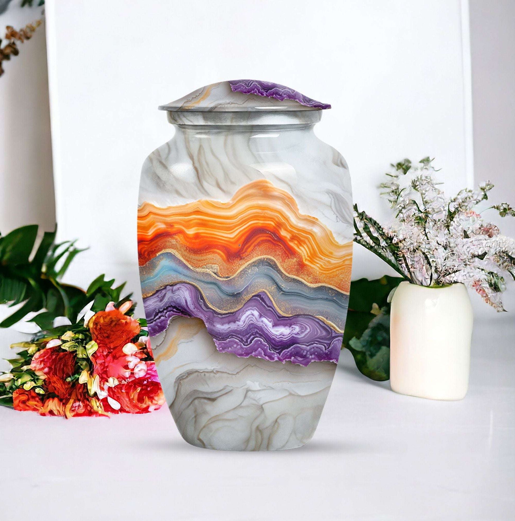 Vibrant Swirl Urn, classic urn for cremation ashes.