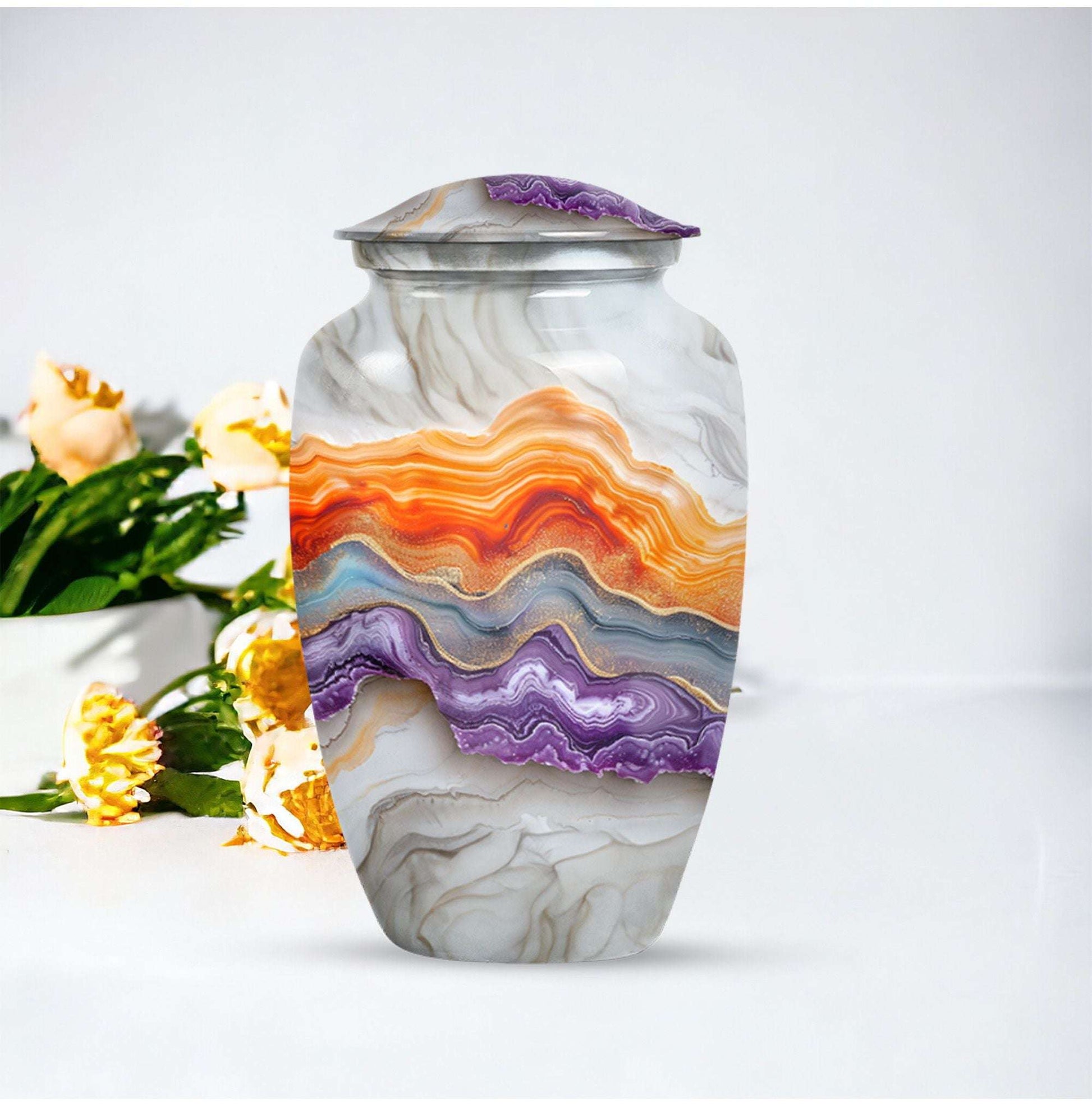Vibrant Swirl Urn, classic urn for cremation ashes.