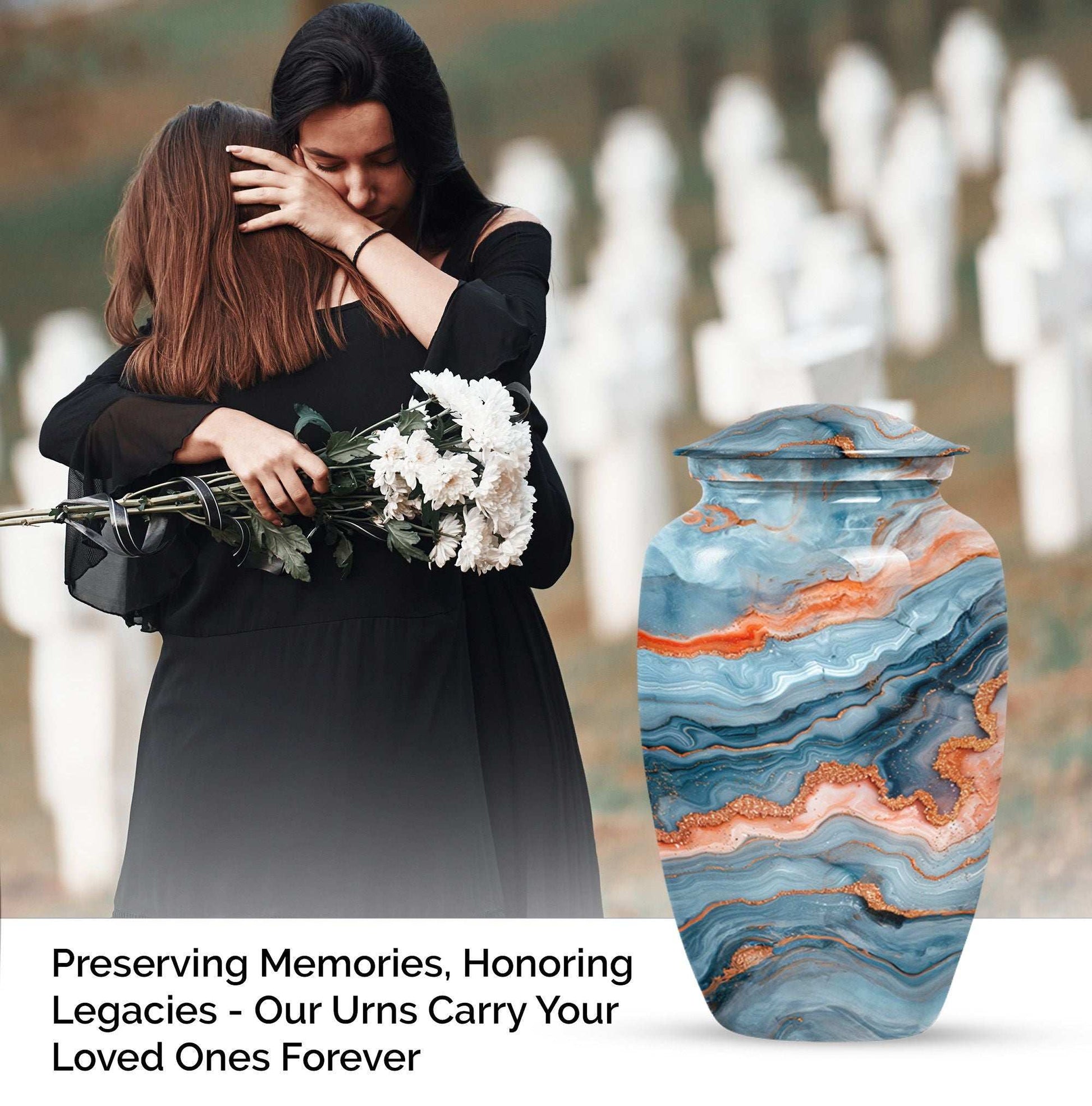 classic large urn for burial ashes, with personalization.
