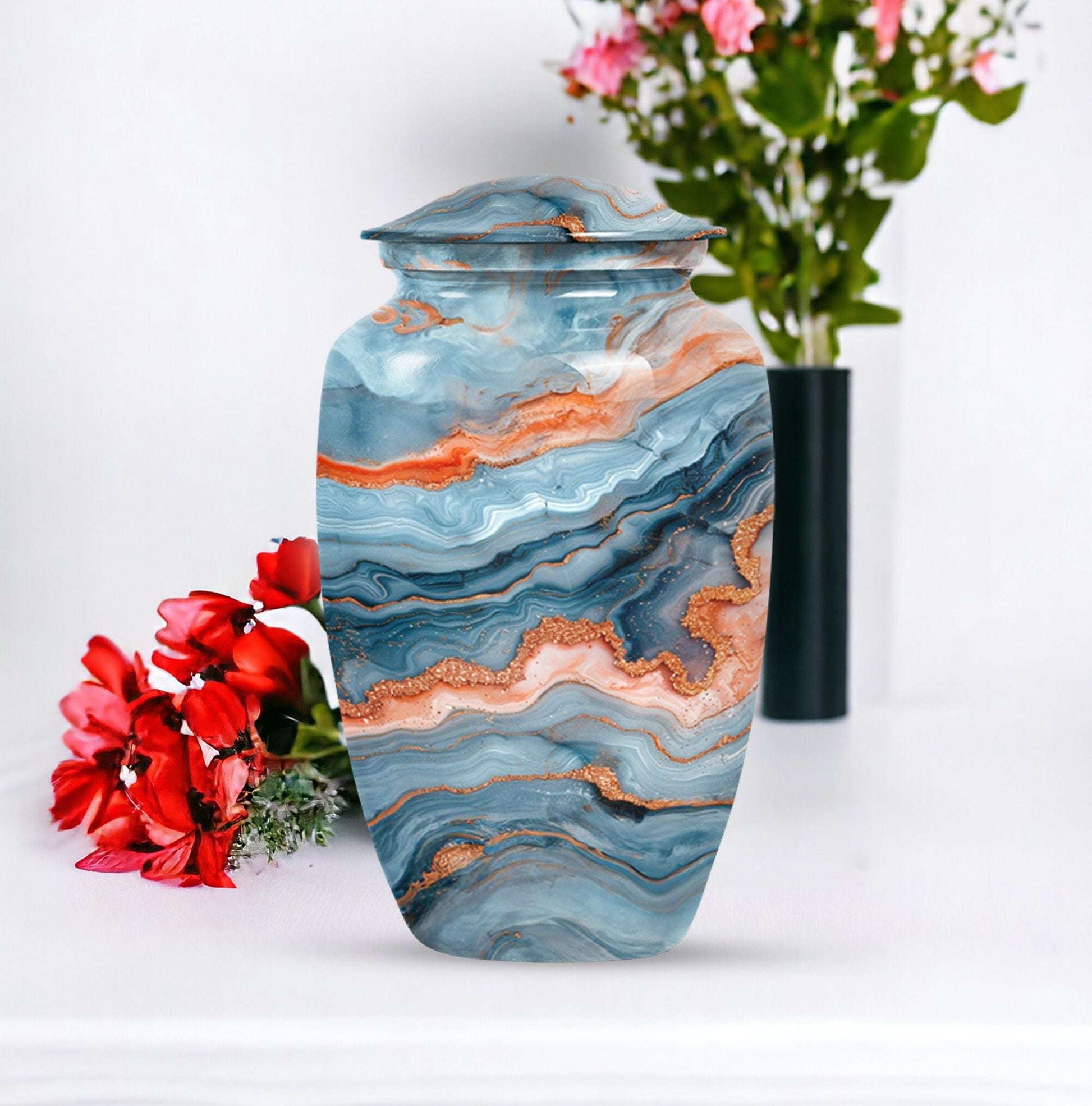 classic large urn for burial ashes, with personalization.