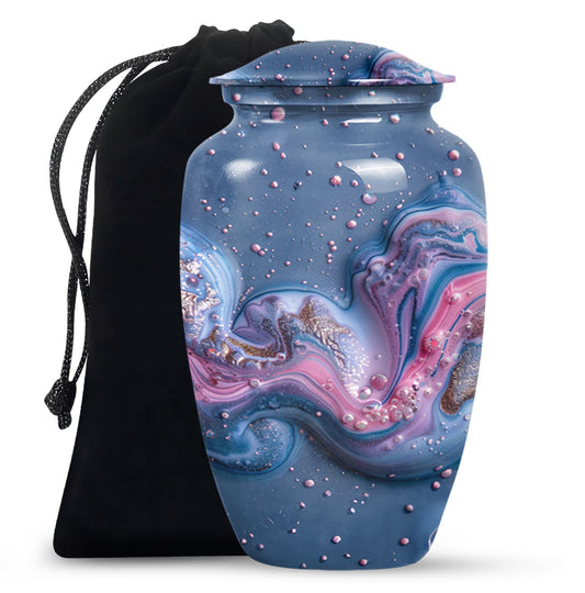 Classic Abstract Aluminium Urn for ground burial.