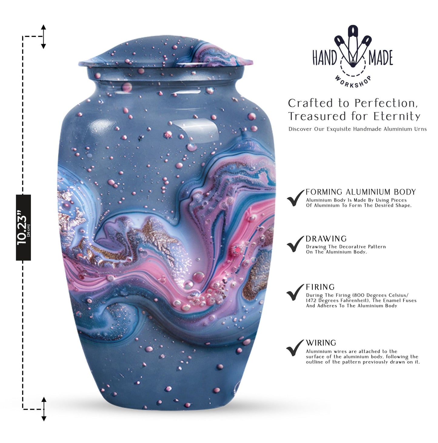 Classic Abstract Aluminium Urn for ground burial.