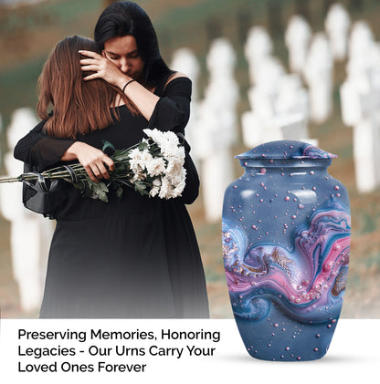 Classic Abstract Aluminium Urn for ground burial.