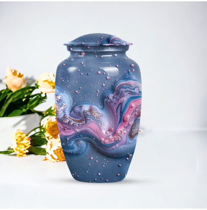 Classic Abstract Aluminium Urn for ground burial.