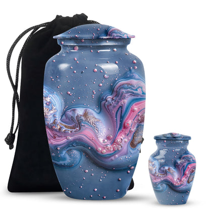 Classic Abstract Aluminium Urn for ground burial.