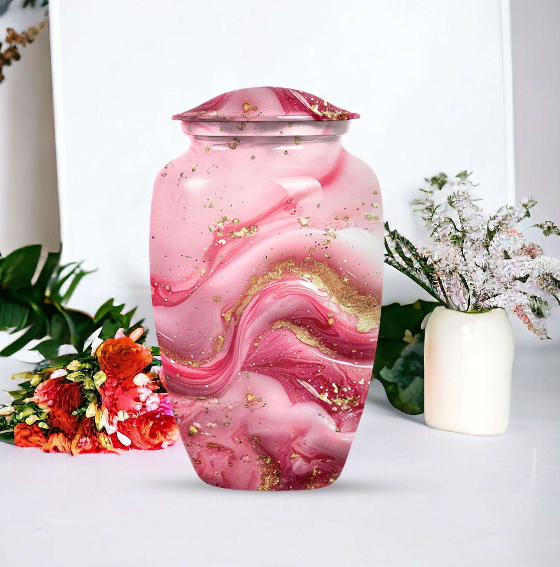 10-inch abstract designed classic cremation large urn
