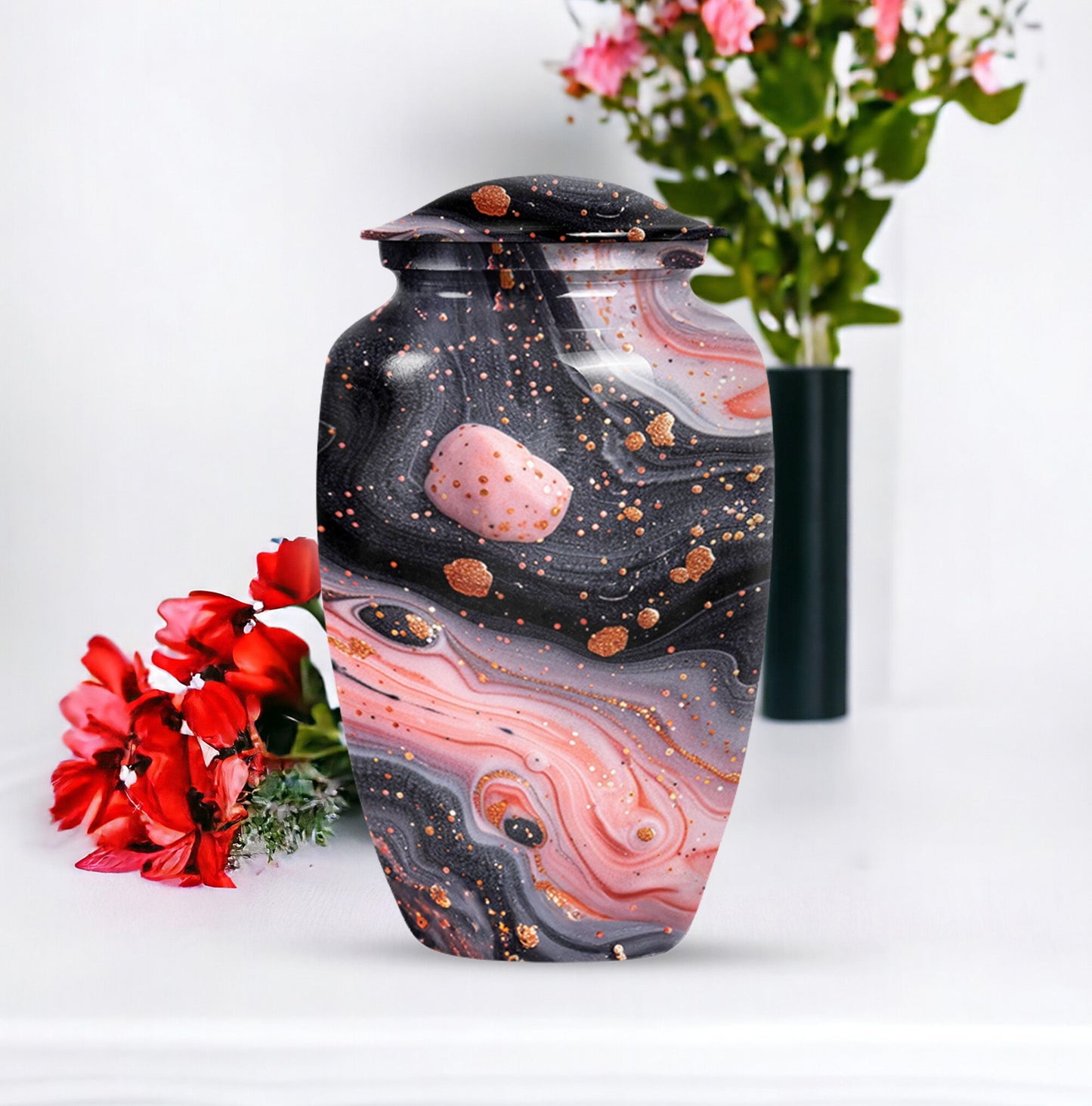 Classic 10-inch Abstract Urn, large cremation urn for human ashes