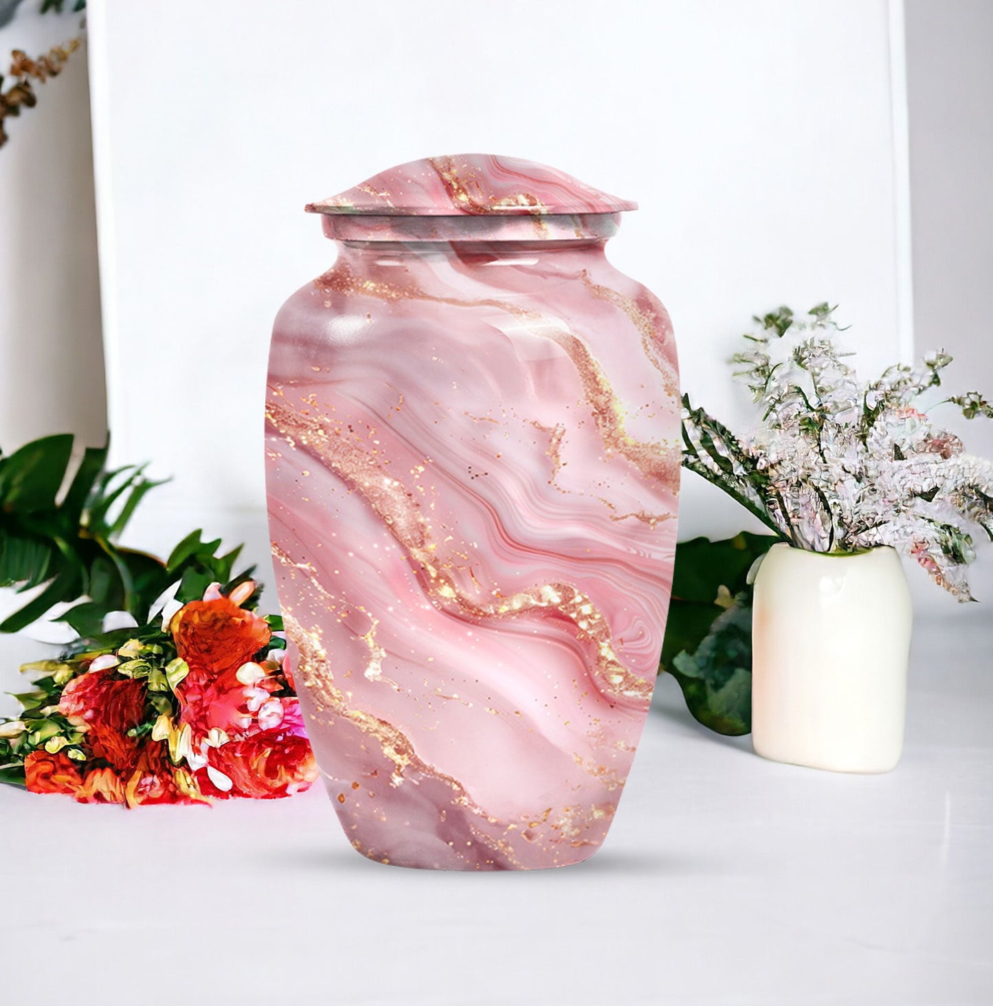 Abstract Urn with classic design for women's cremation.