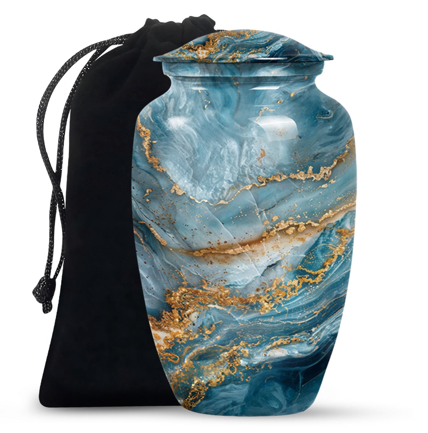10-inch colourful swirl urn, classic design for adult ashes.