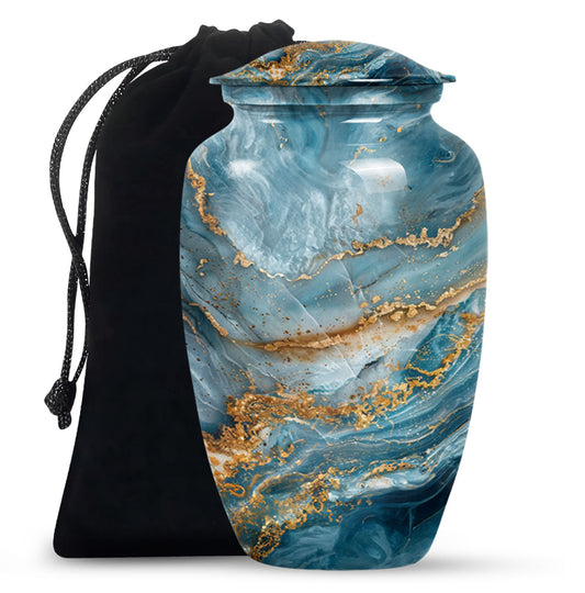 10-inch colourful swirl urn, classic design for adult ashes.