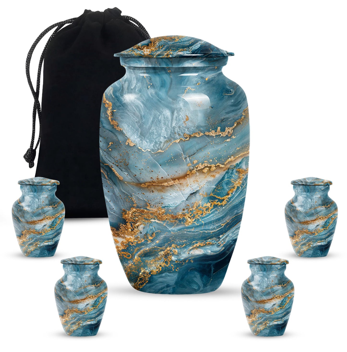 10-inch colourful swirl urn, classic design for adult ashes.