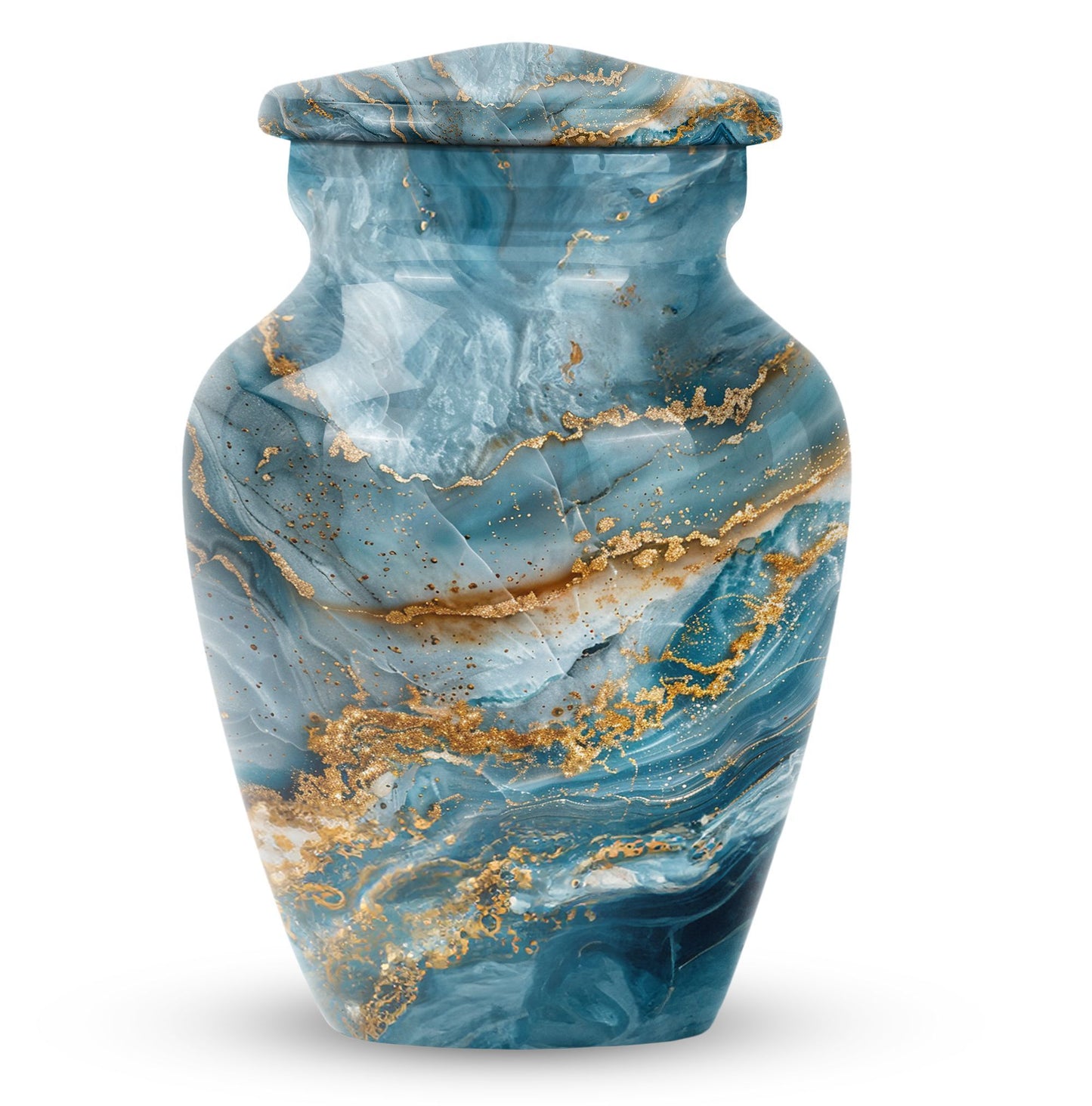 10-inch colourful swirl urn, classic design for adult ashes.