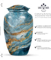 10-inch colourful swirl urn, classic design for adult ashes.