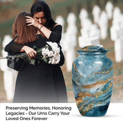 10-inch colourful swirl urn, classic design for adult ashes.