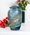 10-inch colourful swirl urn, classic design for adult ashes.