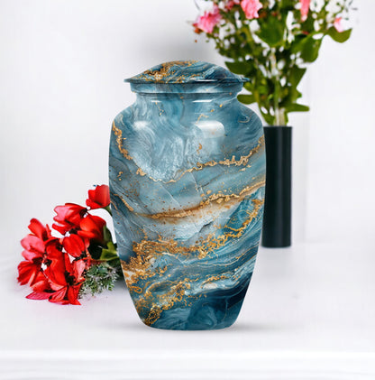 10-inch colourful swirl urn, classic design for adult ashes.